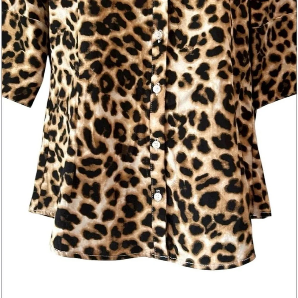 Rockabilly Shabby Chic Mobwife New York & Company Leopard Print Shirt - Picture 5 of 8